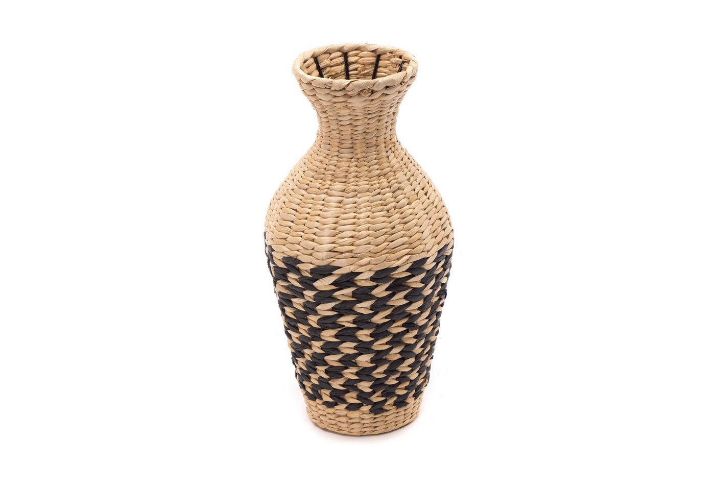 CREEDWOOD Wasserhyazinthenvase STROH VASE CUADRO", Natur, Schwarz, 42 cm, Deko Boden Vase" von CREEDWOOD