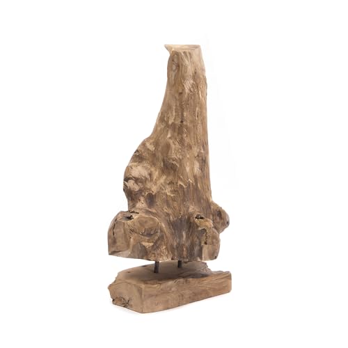 CREEDWOOD Wurzelholz SKULPTUR Drift 50 | Teakholz~ 50 cm, Unikat | Natur Teakholzfigur, Wurzelholz Figur, Treibholz Skuptur, Holzskulptur, Wurzel Figur auf Sockel von CREEDWOOD