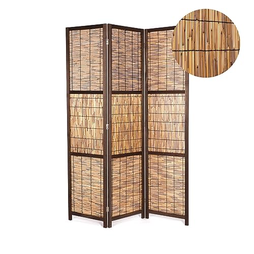 RAUMTEILER Cala | Schilfrohr, 170x120 cm | Natur Paravent, braune Stellwand, Faltbarer Raumtrenner, Sichtschutz, freistehende Trennwand, Ankleide Wand von CREEDWOOD
