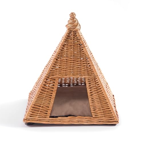 Tier Zelt MIA | Weide, 49x45x45cm | mit waschbarem Kissen | Katzen Tipi, Katzenhöhle, Hunde Hütte, Katzenturm, Katzen Bett, Pyramide, Höhle von CREEDWOOD