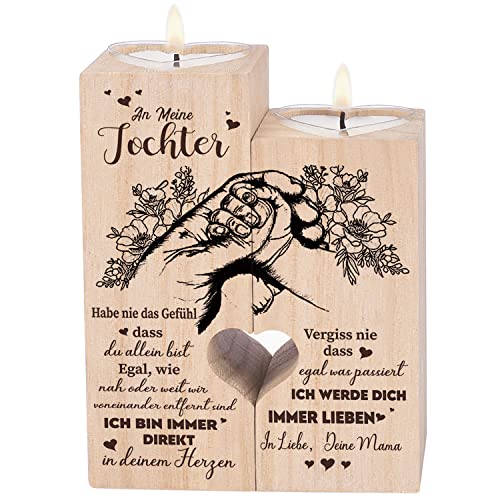 CREEK BROOK Kerzenhalter - An Meine Tochter - Mutter Tochter Personalisierte Kerzen Geschenk,Mädchen Geburtstags Abschluss-Geschenke,aus Holz, Geschenk für Tochter von CREEK BROOK