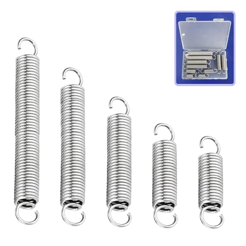 10PCS Spannfedern Sortiment Kit, Länge 5cm 6cm 8cm 10cm 12cm, Drahtdurchmesser 2mm, Außendurchmesser 16mm, Edelstahl Mechanisch Spannfedern mit Hakenenden Für DIY Ersatz Reparatur, 12kg von CREEYA