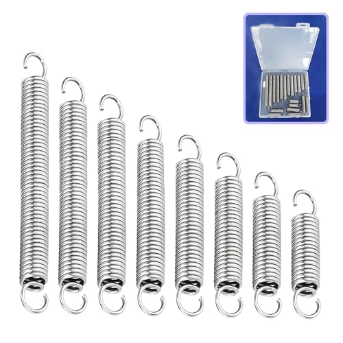 22PCS Spannfedern Sortiment Kit, Länge 5cm 6cm 7cm 8cm 9cm 10cm 11cm 12cm, Drahtdurchmesser 1.2mm, Außendurchmesser 12mm, Edelstahl Mechanisch Spannfedern mit Hakenenden Für DIY Ersatz Reparatur von CREEYA