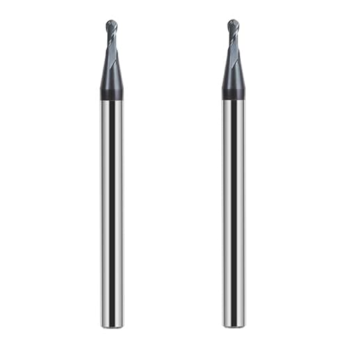 CREEYA 2 Stücke Hartmetall Kugelkopffräser 1mm, 2 Zähne CNC Kugelfräser, HRC 55, AlTiN Schwarz Beschichtung, VHM Radiusfräser Für Stahl Metall Holz Acryl Kunststoff (Ø 1mm) von CREEYA
