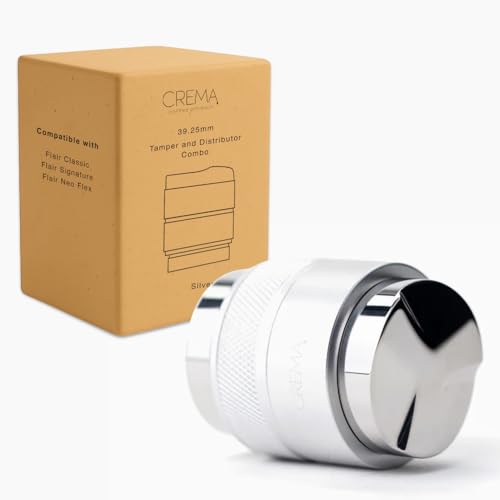 Crema Coffee Products 3925 mm Kaffeeverteiler Nivellierer & HandTamper passend für Flair Classic Signature und Neo doppelseitig verstellbare Tiefe (Silber 3925) schöne EspressoHandTampers von CREMA COFFEE PRODUCTS