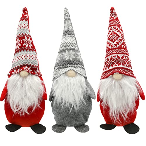 CREOFANT 3er Set Wichtel Weihnachten 33 cm· Filz Wichtelmänner · Santa Tomte · Strickmütze · Weihnachtsdekoration Wichtel Grau · Wichtel mit Wintermütze · Deko Wichtel · Gnom von CREOFANT