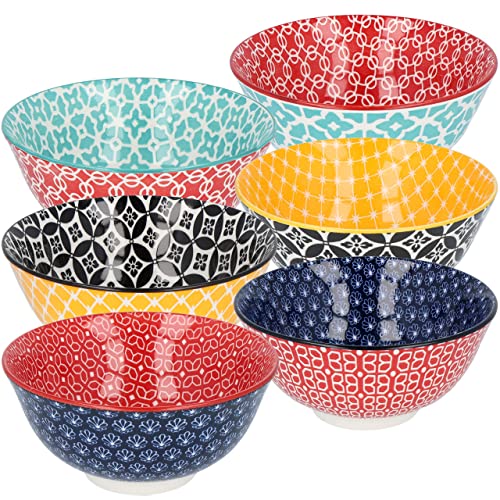 CREOFANT · Schalen Set 6 Designs · Müslischalen · Schüsseln bunt · Suppenschüssel · Eisschale · Ramenbowl · bunte Schalen · Keramik Schüssel bis zu 680 ml Füllvolumen (Vintage bunt) von CREOFANT