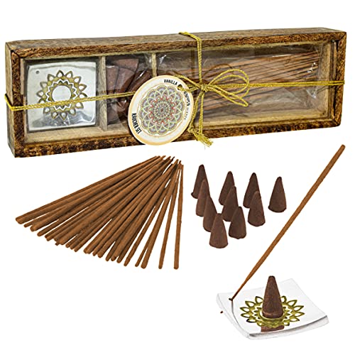 Räucherstäbchen Duftkegel Geschenkbox mit Aluminiumhalter · Set mit Vanilleduft · esoterische Geschenke · spirituelle Geschenke · Räuchern Zubehör · Räuchern (Vanille) von CREOFANT