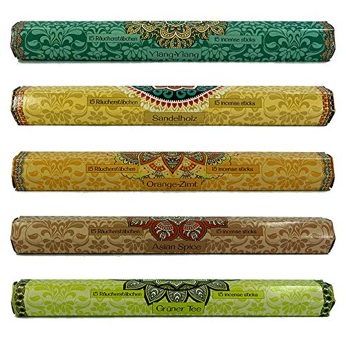 Räucherstäbchen Geschenkbox · 75 STK.Räucherstäbchen 25cm im Set mit 5 Duftrichtungen · esoterische Geschenke · spirituelle Geschenke · Räuchern Zubehör · Räuchern (Set 2) von CREOFANT