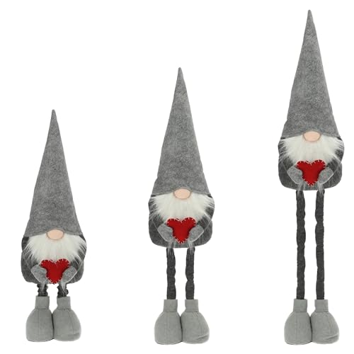 CREOLOGIC XXL-Wichtel Figur 130 cm · Wichtel Teleskopbeine · Weihnachtsdekoration Wichtel · Nordic Wichtel · Deko Wichtel · Dekorationsfiguren · Weihnachtswichtel Mann · Gnom (Wichtel Grau) von CREOLOGIC