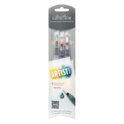 Cretacolor ARTIST STUDIO Wasserpinsel Aqua2Go | wiederauffüllbarer 4ml Tank | 3 verschieden Pinselstärken von Cretacolor