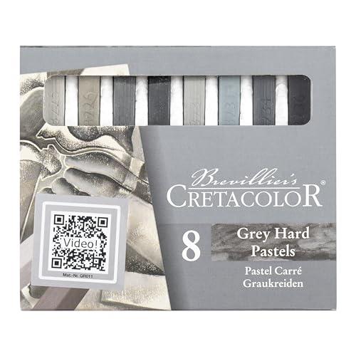 CRETACOLOR Grey Hand Pastels, Graukreiden, 8 Stück, natürliche Pigmentstoffe, bemerkenswerte Lichtechtheit, erstlassige Kleiden von Cretacolor