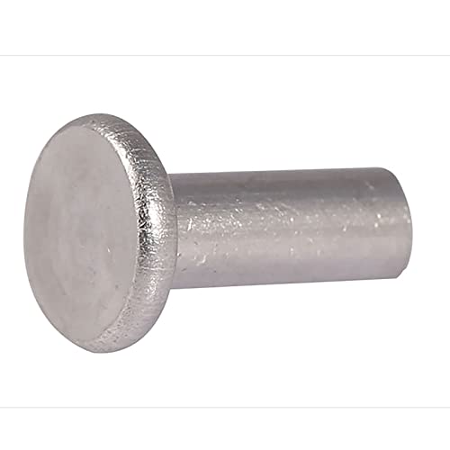 CREULT Flache Rundkopf-Vollniete aus Aluminium M3 x 10mm Durchmesser Länge Metrisch glatter Zylinder Schlagzeug Verbindungselemente Al Aluminium (200 Stück) von CREULT