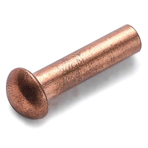 CREULT Runde massive Kupfernieten M3 x 14mm Länge Pilzkopf Percussion Glatter Körper Befestigungen Korrosionsbeständig Leitfähig (60 Stück) von CREULT