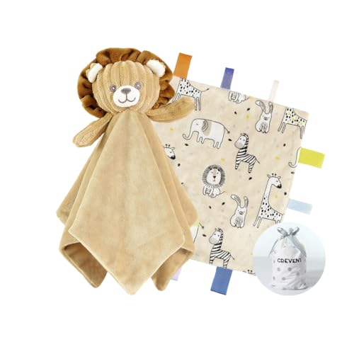 CREVENT Kuschelige Plüsch-Babydecke, Kuscheldecke für Mädchen und Jungen, Geburtstag (Löwe + Etikett) von CREVENT