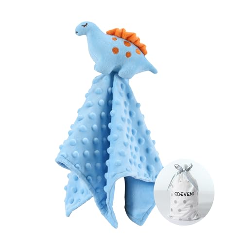CREVENT Weiche, sichere, Flauschige Babydecke mit Tiergesicht für Mädchen und Jungen(Blauer Dinosaurier) von CREVENT