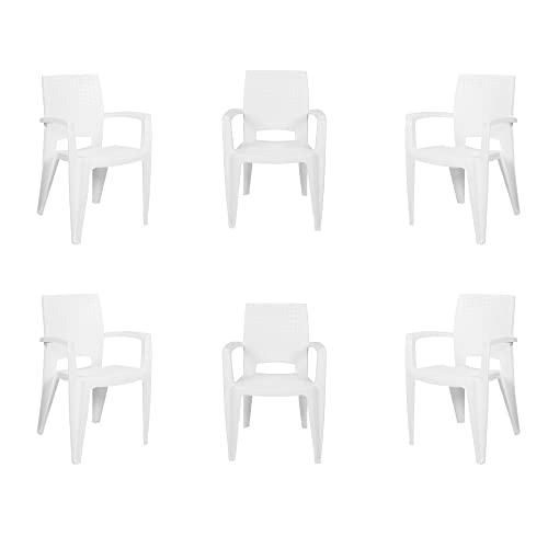 CREVICOSTA QUALITY MARK MARCAS DE CALIDAD Set 6 Stühle Karibik Gartenmöbel | Rattanoptik | Innen und Außen| Campingmöbel | Terrasse| Balkon| Picknick| Outdoor (Weiß) von CREVICOSTA QUALITY MARK MARCAS DE CALIDAD