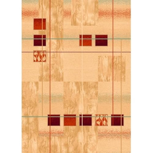 CREVICOSTA QUALITY MARK MARCAS DE CALIDAD Teppich Persien 854 modernes Design mit Karomustern und Streifen (90_x_160_cm, Beige) von CREVICOSTA QUALITY MARK MARCAS DE CALIDAD