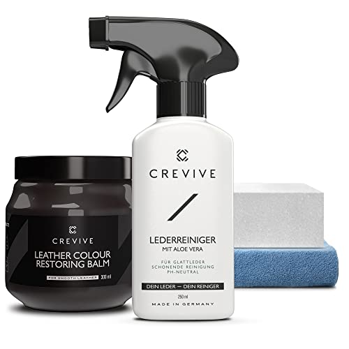 CREVIVE Lederreiniger 250 ml & Leder Reparatur Set Dunkelbraun 300 ml - Lederpflege Auto - Lederreparatur Sofa - Autositz Reparatur von CREVIVE