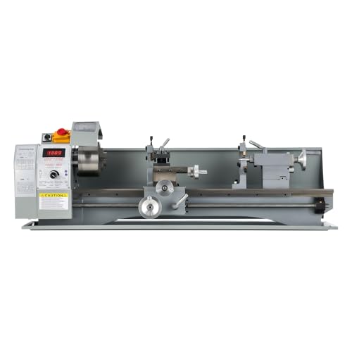 CREWORKS Drehmaschine 1100W Metalldrehmaschine 8,7 x 29,5 Zoll Tischdrehmaschine 220 x 750MM Drehbank Metall 2250 RPM Mini Drehmaschine für Metallbearbeitung Metal Lathe (8,7 x 29,5 Zoll) von CREWORKS