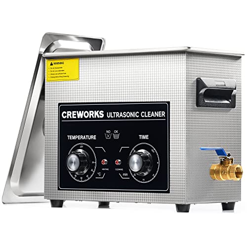 CREWORKS Ultraschallreinigungsgerät Edelstahl 6,5L Ultraschallreiniger mit Heizung Timer Ultrasonic Cleaner für Zahnprothesen Schmuck Brillen Uhren Gläser Ultraschall-Reinigungsgerät mit Knöpfen von CREWORKS