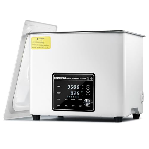 CREWORKS Ultraschallreinigungsgerät Leise 10L 240W Professioneller Ultraschallreiniger Edelstahl mit Heizung Timer Entgasungsmodus, 7 Oszillationsstufen, 3 Modi für Zahnprothesen Schmuck Brillen Uhren von CREWORKS