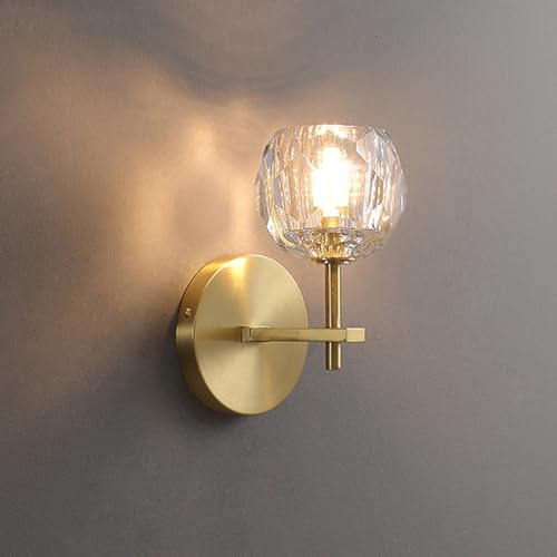 CRFASIBE Wandleuchte Innen Gold, Wandleuchte Kristall G9, Moderne Kreative Wandbeleuchtung Für Wohnzimmer Schlafzimmer Esszimmer (Ø12cm) von CRFASIBE
