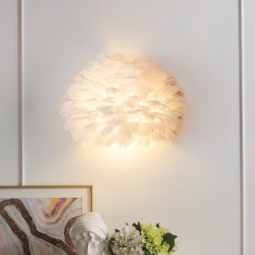 CRFASIBE Moderne Feder Wandleuchte E27 Wandleuchte Innen, Warm/Weiß/Neutral Tricolor Wandlampe für Schlafzimmer Kinderzimmer Wohnzimmer CRFASIBE Moderne Feder Wandleuchte E27 Wandleuchte Innen, Warm/Weiß/Neutral Tricolor Wandlampe für Schlafzimmer Kinderzimmer Wohnzimmer von CRFASIBE