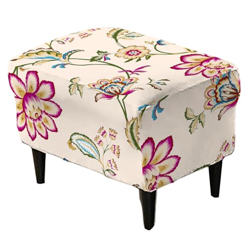 CRFATOP Ottoman Chair Cover Large Ottoman Chair Slipcovers Printed Rectangle Storage Stool Cover Stretch Footstool Footrest Furniture Protector for Bar Theke Living Room,C10 von CRFATOP