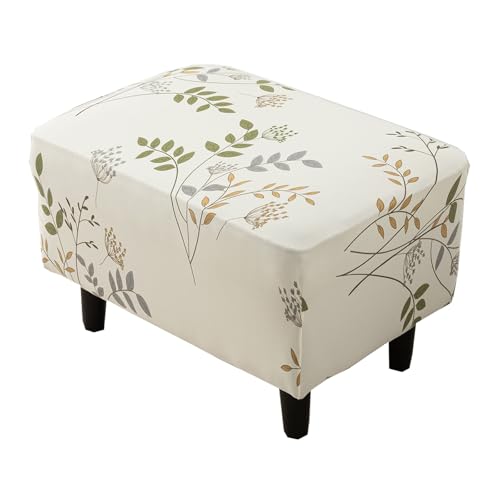 CRFATOP Ottoman Chair Cover X-Large Ottoman Chair Slipcovers Solid Rectangle Storage Stool Cover Stretch Footstool Footrest Sofa Slipcovers with Elastic Bottom,53 von CRFATOP