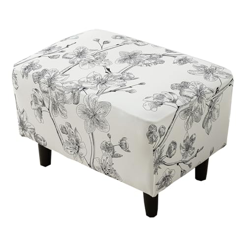 CRFATOP Ottoman Chair Cover X-Large Ottoman Chair Slipcovers Solid Rectangle Storage Stool Cover Stretch Footstool Footrest Sofa Slipcovers with Elastic Bottom,55 von CRFATOP