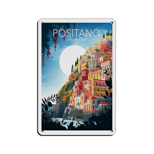 CRFDOLBD Positano Amalfiküste Vintage Retro Reiseposter 1 Retro-Poster Metall-Blechschild Chic Kunst Retro Eisenmalerei Bar Menschen Höhle Café Familie Garage Poster Wanddekoration Stil 20 x 30 cm von CRFDOLBD