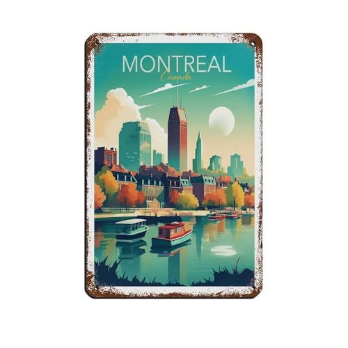 CRFDOLBD Vintage Retro Reiseposter Montreal 1 Retro Poster Metall Blechschild Chic Kunst Retro Eisen Malerei Bar Menschen Höhle Cafe Familie Garage Poster Wanddekoration Stil 20 x 30 cm von CRFDOLBD