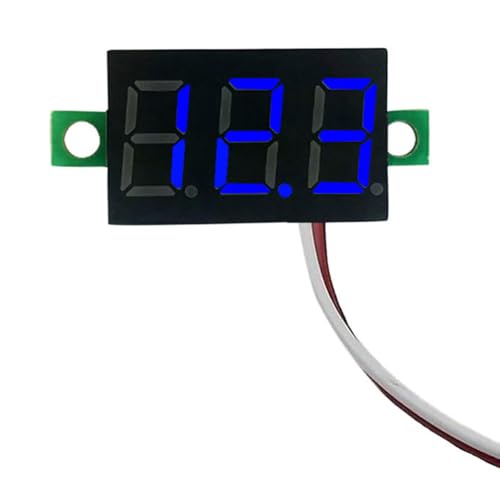 CRGANGZY 2 Drähte Spannungsprüfer LED-Anzeige 0,28 Zoll LED-Bildschirm DC 2,5 V-40 V Digitaler Spannungsprüfer Rot/Blau/Gelb/Grün Genaue Druckmessung Verpolungsschutz (Blau) von CRGANGZY