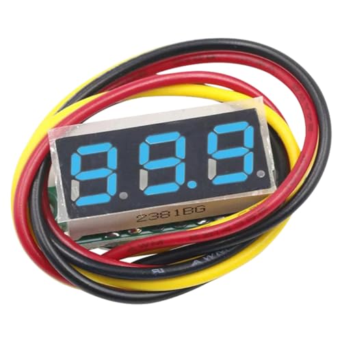 CRGANGZY 3 Drähte Digital Voltmeter 0-100 V 0,28 Zoll LED Voltmeter LED-Bildschirm Digitaler Spannungsprüfer Rot/Blau/Gelb/Grün Genaue Druckmessung Verpolungsschutz (Blau) von CRGANGZY
