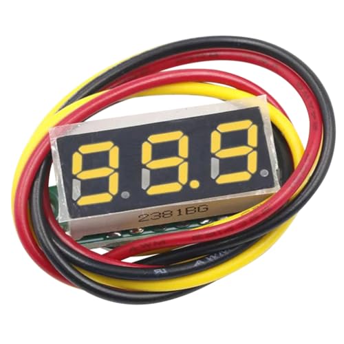 CRGANGZY 3 Drähte LED-Voltmeter 0-100 V 0,28 Zoll Digitaler Spannungsprüfer LED-Bildschirm Mini-DC-Voltmeter Rot/Blau/Gelb/Grün Genaue Druckmessung Verpolungsschutz (Gelb) von CRGANGZY
