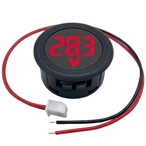CRGANGZY DC 4–100 V kreisförmiges Zweidraht-Voltmeter, Verpolungsschutz, LED-Digitalanzeige, DC-Digital-Voltmeter-, programmierbares Volt-, Spannungsmesswerkzeug (blau) von CRGANGZY