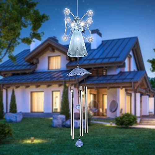 CRGANGZY Garten Windspiel Licht LED Solar Rasen Atmosphäre Licht mit Haken Engel Windspiel Rasen Gehweg Beleuchtung Automatische Aufladung for Haus Garten von CRGANGZY