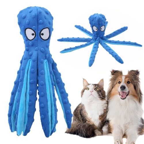CRGANGZY Whiskerspot Oktopus-Hundespielzeug, umweltfreundliches Plüschtier for Hunde, ohne Füllung, quietschend, mit Raschelpapier, Robustes Kauspielzeug for Welpen & interaktives Spiel-Blue CRGANGZY Whiskerspot Oktopus-Hundespielzeug, umweltfreundliches Plüschtier for Hunde, ohne Füllung, quietschend, mit Raschelpapier, Robustes Kauspielzeug for Welpen & interaktives Spiel-Blue von CRGANGZY