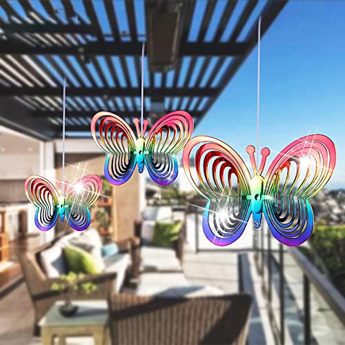 CRGANGZY Windspiele, Schmetterlings-Kinetische Windfänger, hängende Ornamente for Hof, Garten, Terrasse, Bäume, 360-Grad-Spiral-Windspiele, 3D-Innen- und Außengarten-Dekoration von CRGANGZY
