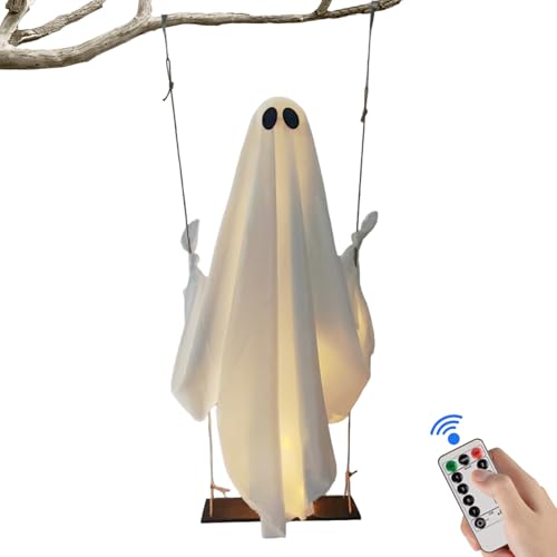 Halloween Deko for den Außenbereich – 1,5 m großer hängender Halloween-Geist mit LED-Lichterkette, gruseliger schwingender Geist for Party- und Spukhausdekoration Halloween Deko for den Außenbereich – 1,5 m großer hängender Halloween-Geist mit LED-Lichterkette, gruseliger schwingender Geist for Party- und Spukhausdekoration von CRGANGZY
