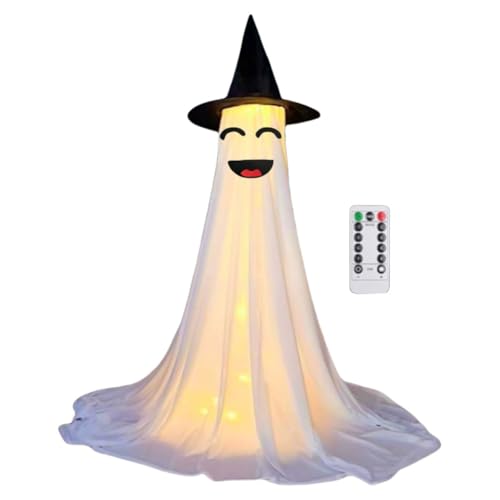 Halloween Geister Dekoration mit Fernbedienung Lichterkette, Hängender Outdoor Grusel Geist, Unheimlicher schwebender Geist Desktop Ornament for Veranda Hof Garten Halloween Dekor-A Halloween Geister Dekoration mit Fernbedienung Lichterkette, Hängender Outdoor Grusel Geist, Unheimlicher schwebender Geist Desktop Ornament for Veranda Hof Garten Halloween Dekor-A von CRGANGZY
