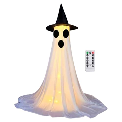 Halloween Geister Dekoration mit Fernbedienung Lichterkette, Hängender Outdoor Grusel Geist, Unheimlicher schwebender Geist Desktop Ornament for Veranda Hof Garten Halloween Dekor-C Halloween Geister Dekoration mit Fernbedienung Lichterkette, Hängender Outdoor Grusel Geist, Unheimlicher schwebender Geist Desktop Ornament for Veranda Hof Garten Halloween Dekor-C von CRGANGZY