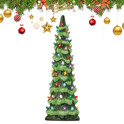 Retro, handbemalte Weihnachtsbäume for die Tischdekoration mit LED-Beleuchtung, Keramik-Weihnachtsbäume mit Lichteffekt, Festliche Tischdeko for Zuhause, Resin-Weihnachtsbaum als Feiertagsdekoration Retro, handbemalte Weihnachtsbäume for die Tischdekoration mit LED-Beleuchtung, Keramik-Weihnachtsbäume mit Lichteffekt, Festliche Tischdeko for Zuhause, Resin-Weihnachtsbaum als Feiertagsdekoration von CRGANGZY