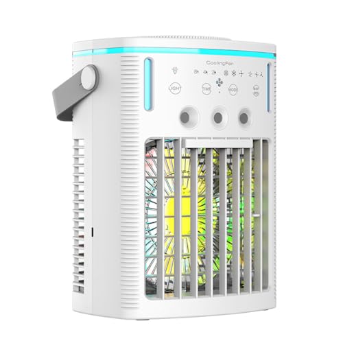Tragbare Klimaanlage, 3-in-1 Verdunstungskühler mit 1000ml Wassertank, 2-8H Timer, 3-Gang Mini-Kühlventilator mit 7-Farben Nachtlicht for Schlafzimmer und Wohnzimmer Tragbare Klimaanlage, 3-in-1 Verdunstungskühler mit 1000ml Wassertank, 2-8H Timer, 3-Gang Mini-Kühlventilator mit 7-Farben Nachtlicht for Schlafzimmer und Wohnzimmer von CRGANGZY