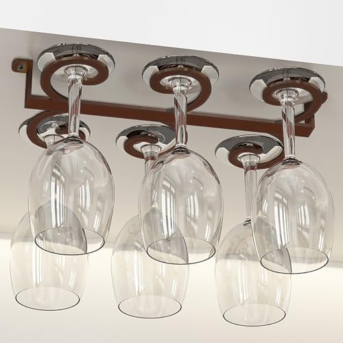 Gläserregal, Stielglasregal, Weinglas-Regal unter dem Regal, hängender Stielglas-Organizer, Metall-Weinglas-Halter, Ständer, für Wohnmobil, Minibar, Küchenaufbewahrung (Bronze, 30 x 18 cm) von CRGOEUM
