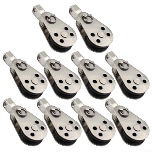 10 Stück Marine Grade Edelstahl Nylon Seilzug Block Set, kleine Hebe-Takelage Hardware Einzelscheibensystem für Segelboot 25 mm (304) von CRIDENG