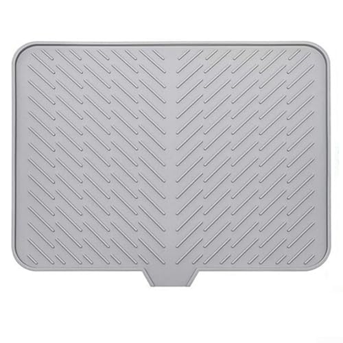 Abtropfmatte aus Silikon, mit abgeschrägtem Design, hitzebeständig, rutschfest, für Spülbecken, Geschirr, Tassen, Utensilien Abtropfmatte aus Silikon, mit abgeschrägtem Design, hitzebeständig, rutschfest, für Spülbecken, Geschirr, Tassen, Utensilien von CRIDENG