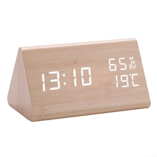 Digitale Uhr aus Holz, LED-Display, Temperatur- und Feuchtigkeitssensor, Desktop-Wecker, Dual-Zeitformat, Zuhause, Schlafzimmer, Büro, Tischplatte Digitale Uhr aus Holz, LED-Display, Temperatur- und Feuchtigkeitssensor, Desktop-Wecker, Dual-Zeitformat, Zuhause, Schlafzimmer, Büro, Tischplatte von CRIDENG