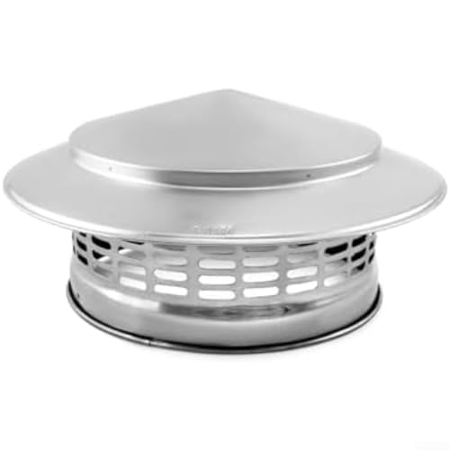 Edelstahl Schornsteinkappe Regenkappe Frischluft Abgasrohr Dachlüftungsabdeckung für Dachschutz Wetterbeständig Rostschutz Rollkante Design Silber (220) von CRIDENG